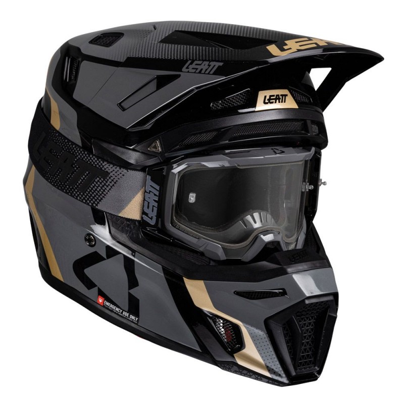 2025 leatt 8.5 v25 motocross helmet black & 5.5 goggles