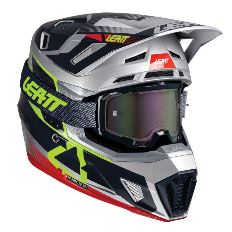 2025 leatt 7.5 v25 motocross helmet steel & 4.5 goggles