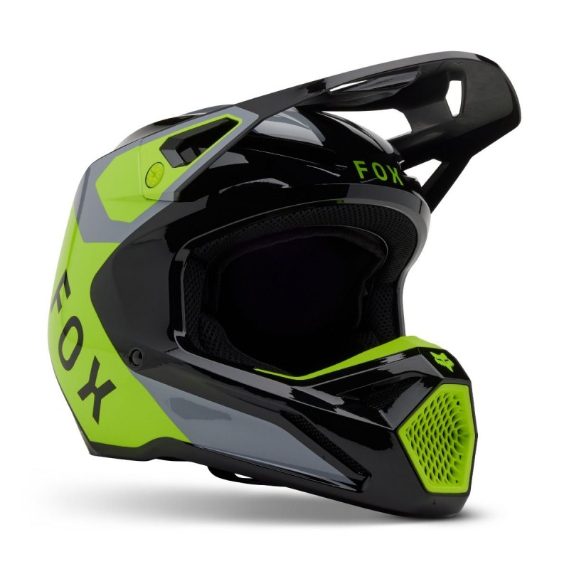 2025 fox v1 lean motocross helmet grey yellow